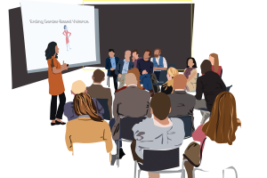 illustration of presentation to end violence against women